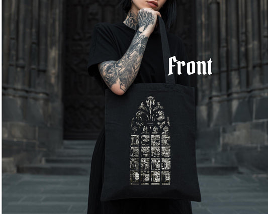 Cathedral Arch Tote Bag V3 – Gothic Architecture Canvas Tote – Dark Aesthetic Bag – Architectural Art Print