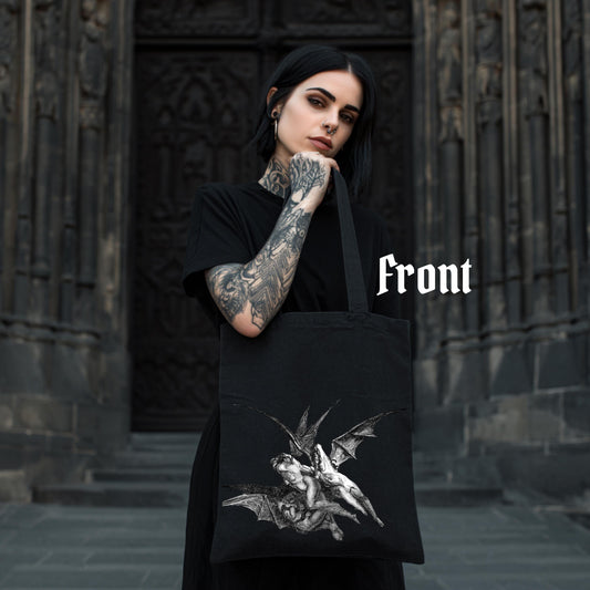 Gustave Doré Dante’s Inferno Tote Bag, V2 – Gothic 1857 Illustration – Dark Academia Cotton Shopper