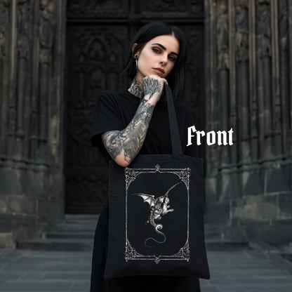 Gothic Tote. Gustave Doré Dante’s Inferno Tote Bag, Geryon – Gothic 1857 Illustration – Dark Academia Cotton Shopper