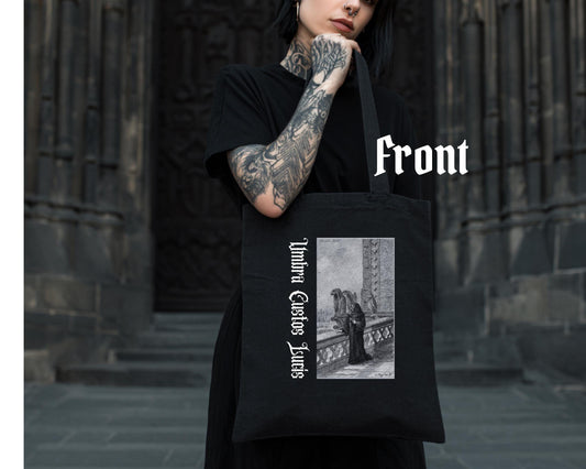 Gothic Tote Bag “Umbra” – Dark Academia Cotton Tote with Vintage Art Print– Vampire Macabre Canvas Bag – Gothic Gift