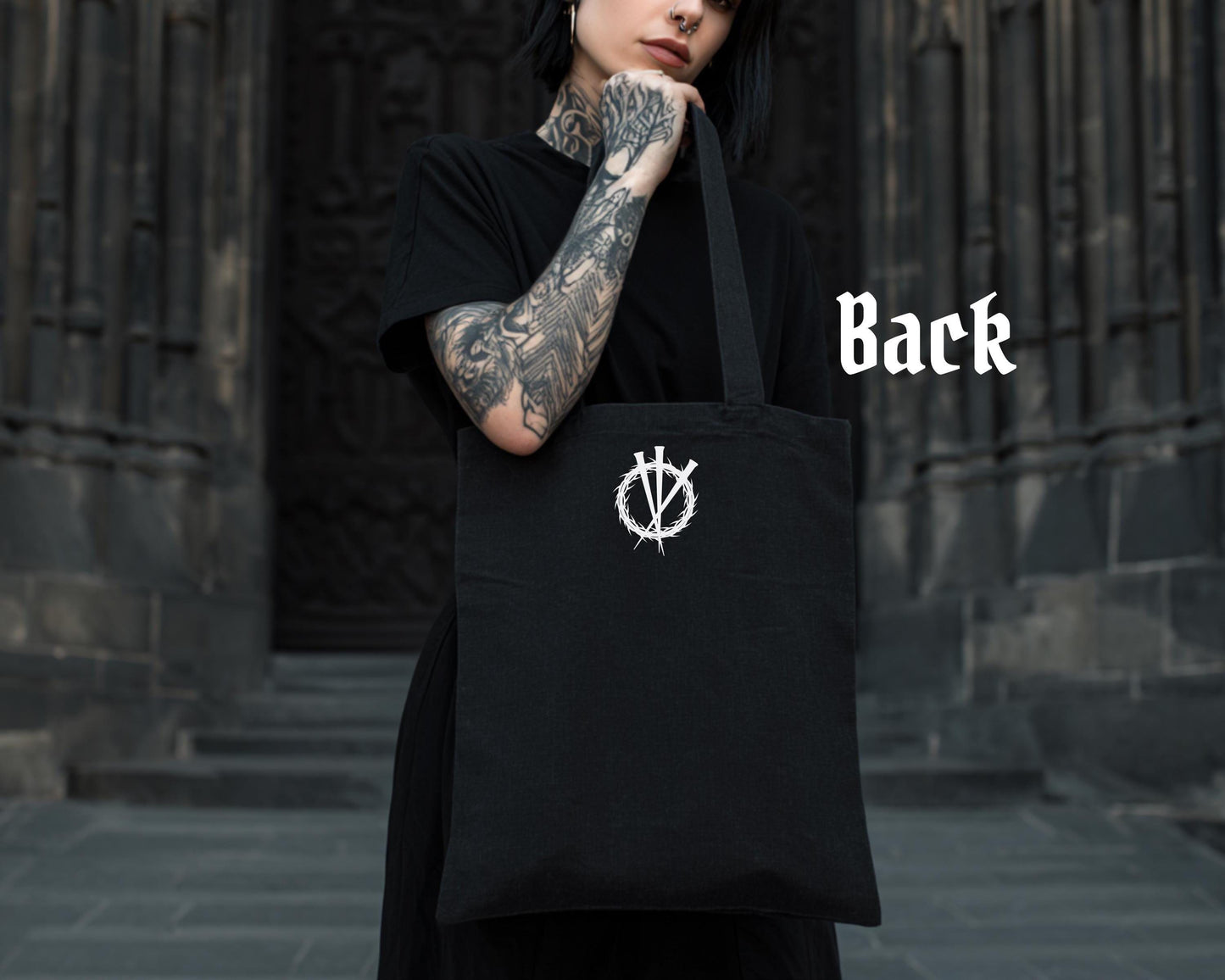 Memento Mori Skull Tote Bag – Vintage Engraving “Study of a Skull” Alessandro Allori (1535–1607) – Gothic Cotton Shopper