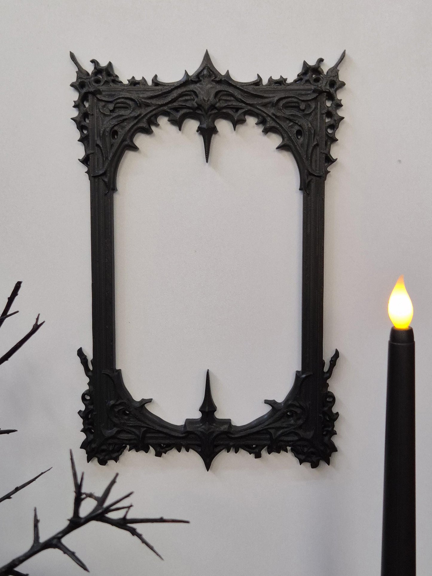 Gothic Frame Black Wall Decor | Ornate Dark Victorian Style Frame | Baroque Goth Wall Art | Occult Home Decor | 3D Printed Frame
