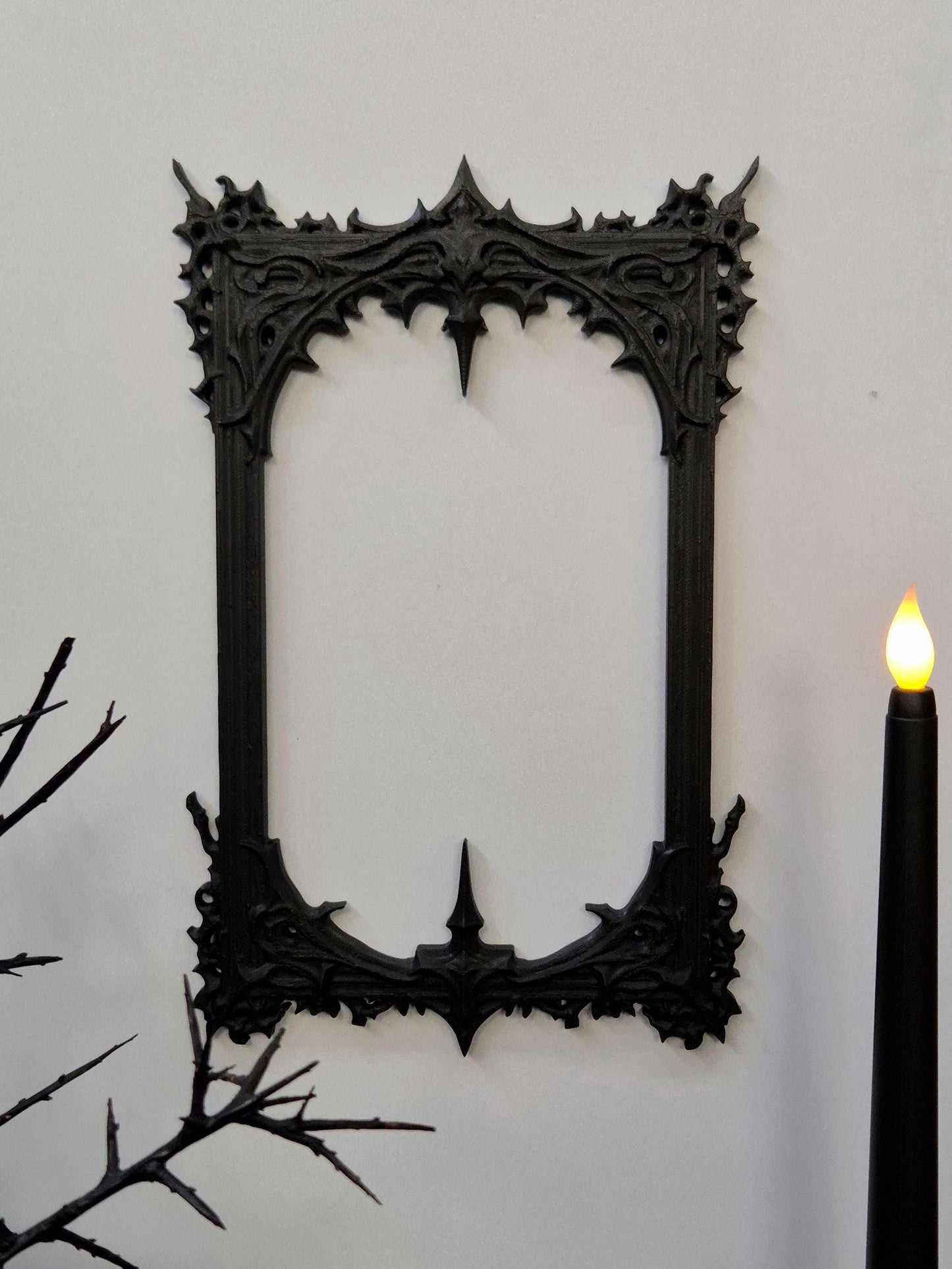 Gothic Frame Black Wall Decor | Ornate Dark Victorian Style Frame | Baroque Goth Wall Art | Occult Home Decor | 3D Printed Frame