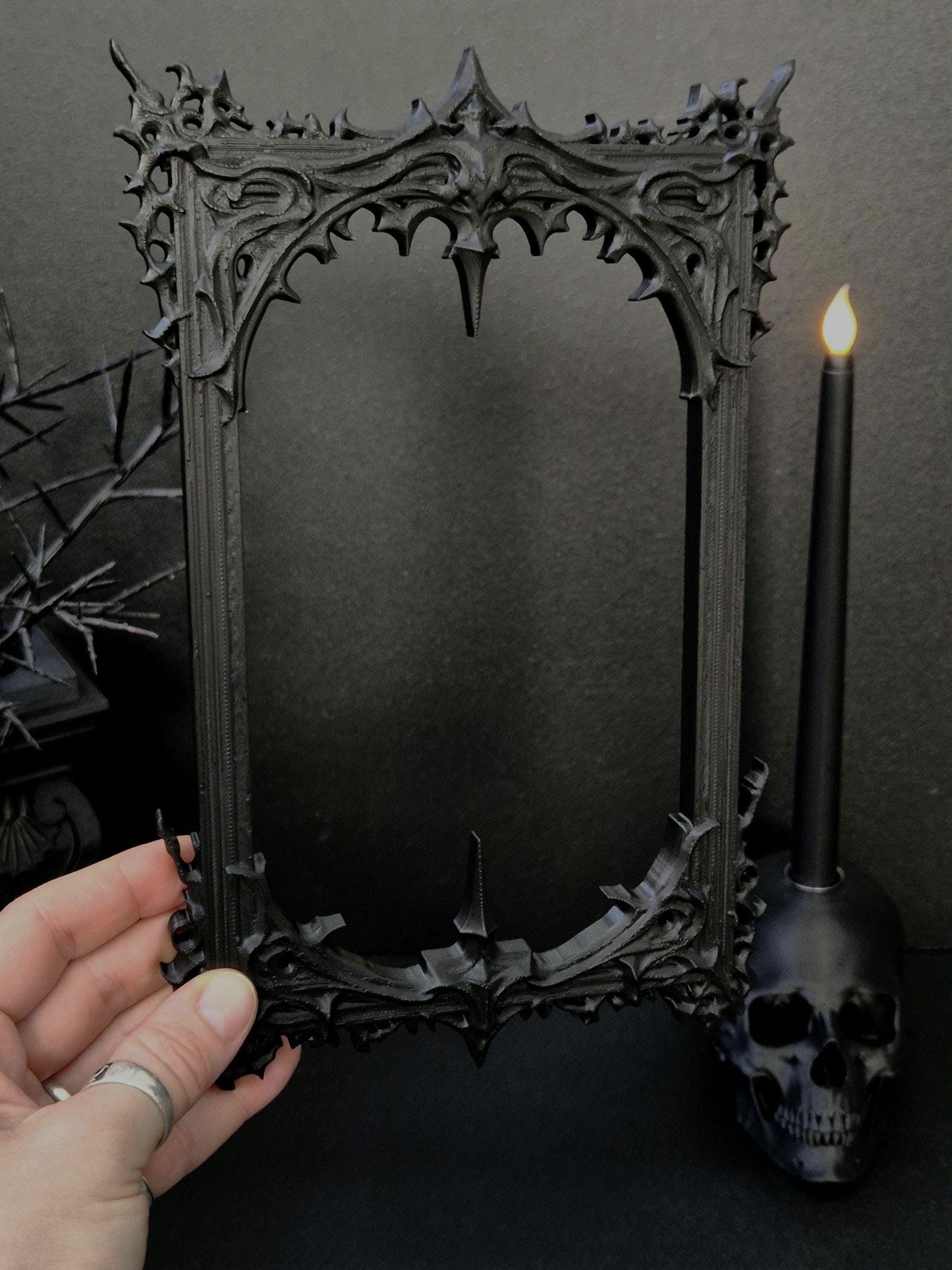 Gothic Frame Black Wall Decor | Ornate Dark Victorian Style Frame | Baroque Goth Wall Art | Occult Home Decor | 3D Printed Frame