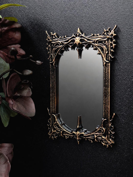Gothic Thorn Mirror, Real Glass Baroque Wall Mirror, Black Gold Victorian Decor, Gothic Home Decor, Dark Vanity Mirror