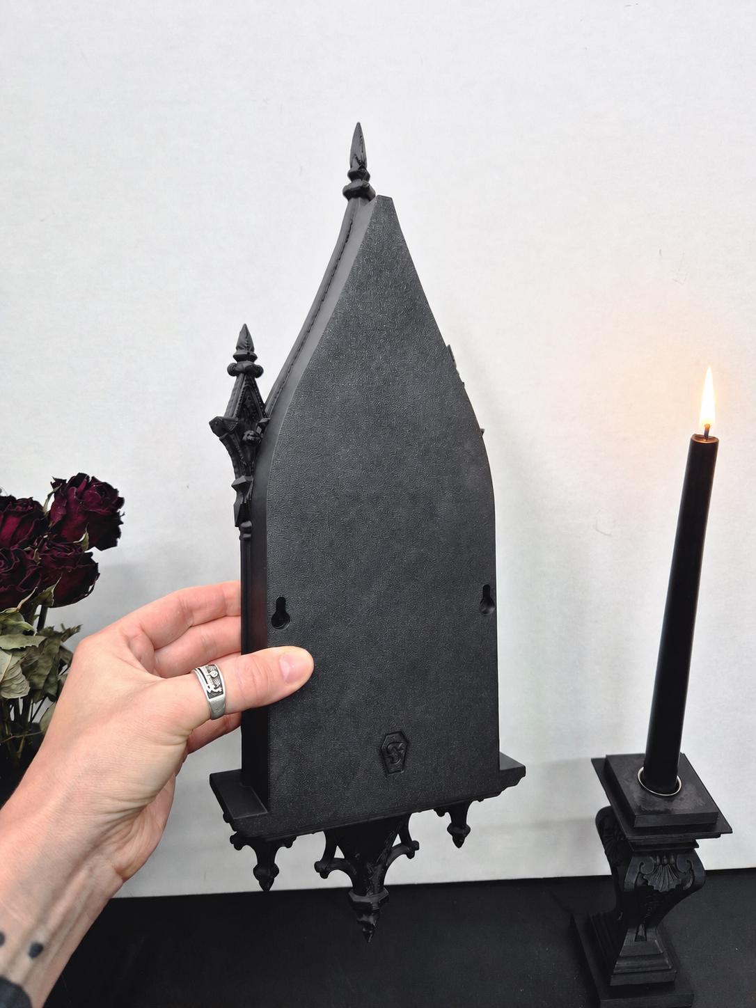 Gothic Cathedral Arch Shelf | 3D-Printed Gothic Wall Decor | Candle Holder & Jewelry Display | Dark Gothic Home, Medieval Gothic Decor