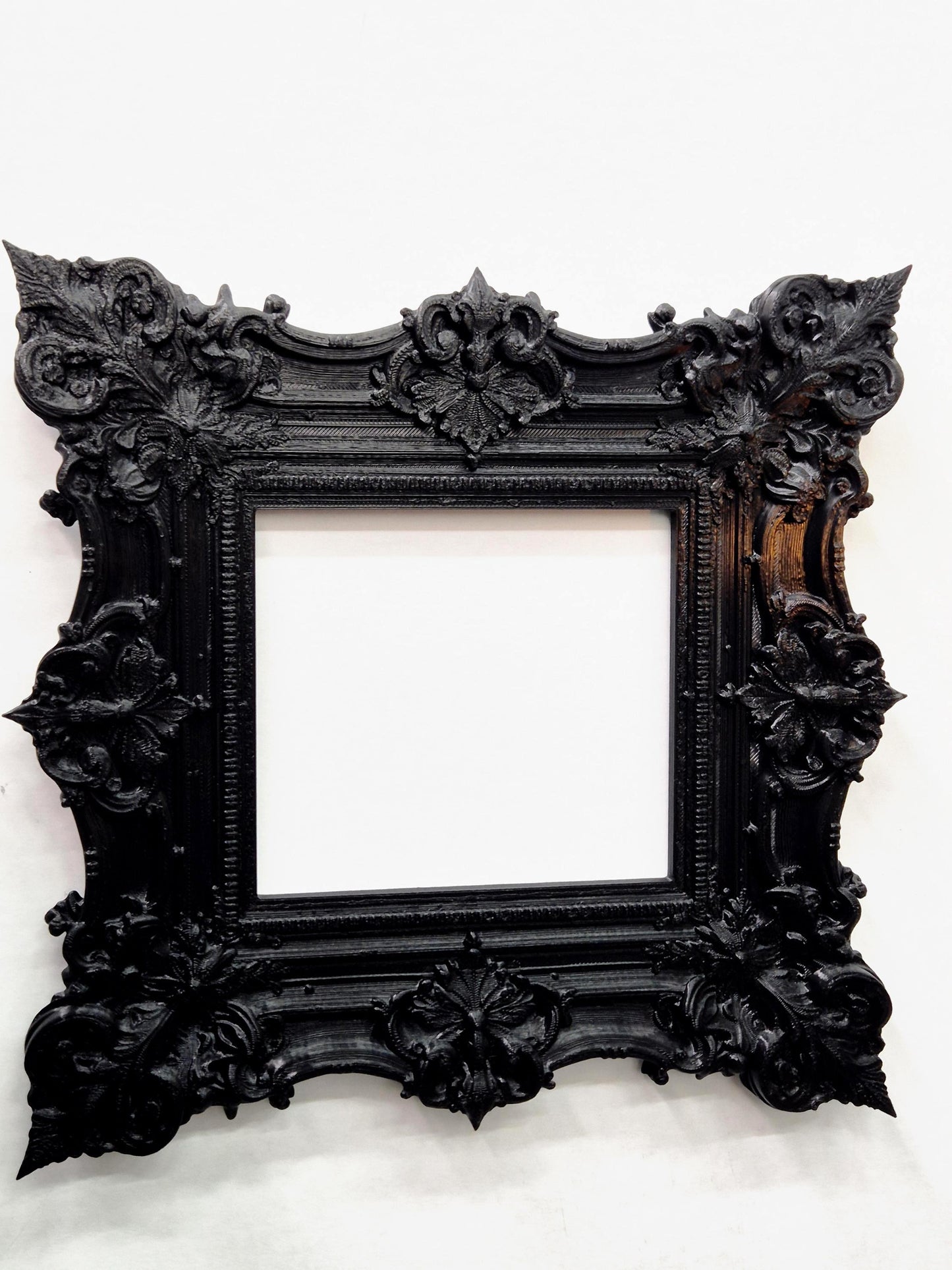 Rococo Picture Frame, Black Baroque Wall Decor, Ornate Victorian Photo Frame, 3D Printed Goth Home Decor | Goth Gift