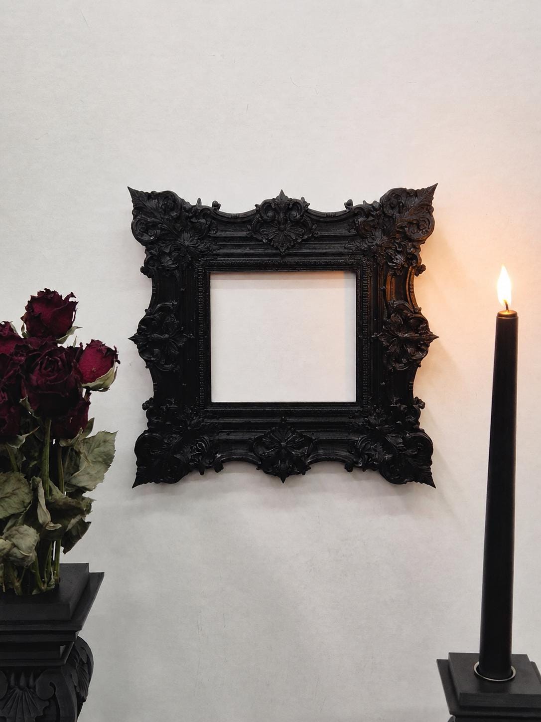 Rococo Picture Frame, Black Baroque Wall Decor, Ornate Victorian Photo Frame, 3D Printed Goth Home Decor | Goth Gift