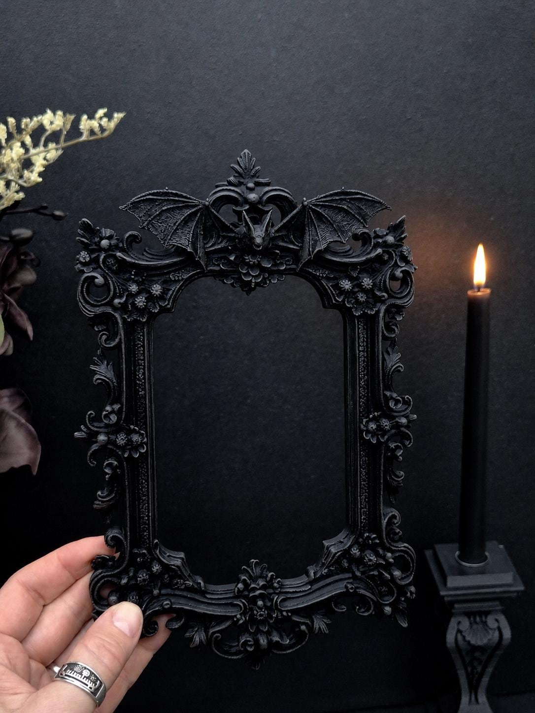 Gothic Victorian Vampire Bat Frame | Macabre Wall Decor | Baroque Picture Frame | Dark Home Gallery | Goth Gift | 3D Printed