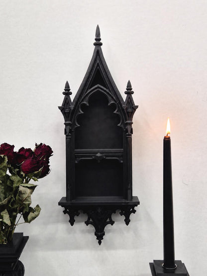 Gothic Cathedral Arch Shelf | 3D-Printed Gothic Wall Decor | Candle Holder & Jewelry Display | Dark Gothic Home, Medieval Gothic Decor