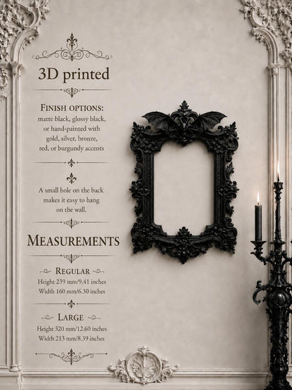 Gothic Victorian Vampire Bat Frame | Macabre Wall Decor | Baroque Picture Frame | Dark Home Gallery | Goth Gift | 3D Printed