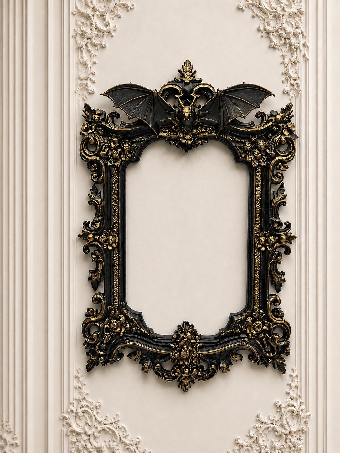 Gothic Victorian Vampire Bat Frame | Macabre Wall Decor | Baroque Picture Frame | Dark Home Gallery | Goth Gift | 3D Printed