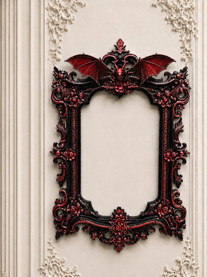 Gothic Victorian Vampire Bat Frame | Macabre Wall Decor | Baroque Picture Frame | Dark Home Gallery | Goth Gift | 3D Printed