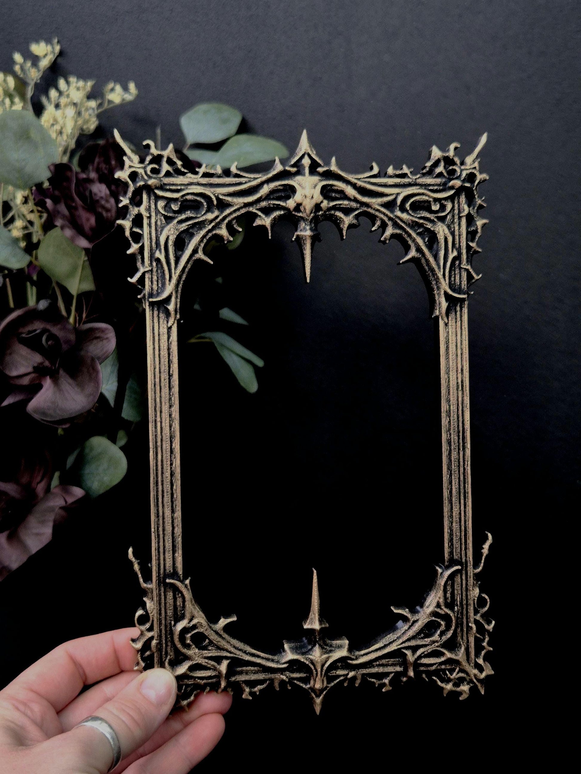 Gothic Frame Black Wall Decor | Ornate Dark Victorian Style Frame | Baroque Goth Wall Art | Occult Home Decor | 3D Printed Frame