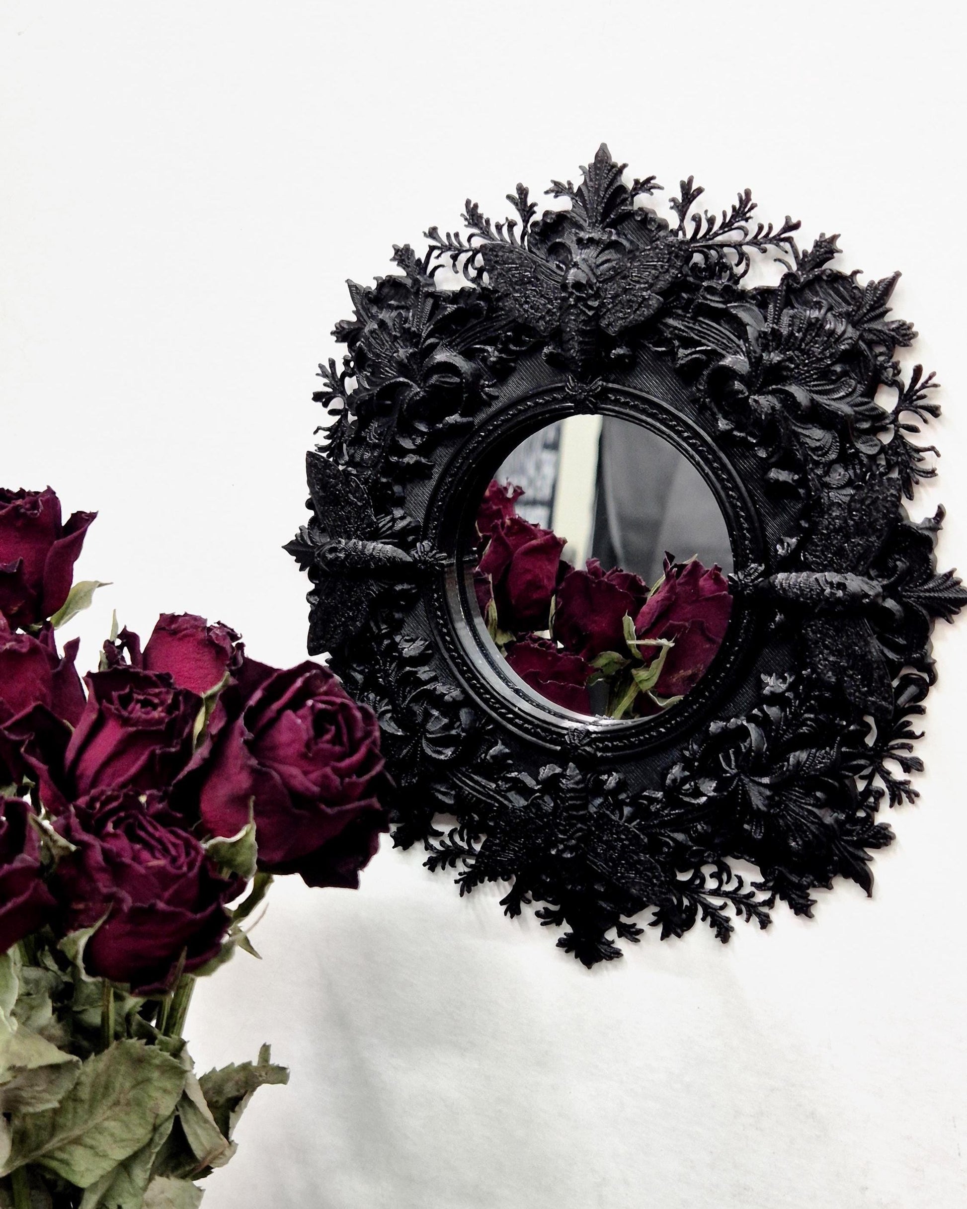 Death Moth Small Ornate Mirror