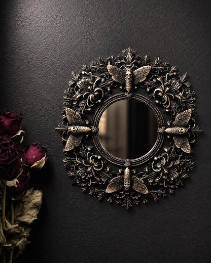 Death Moth Small Ornate Mirror