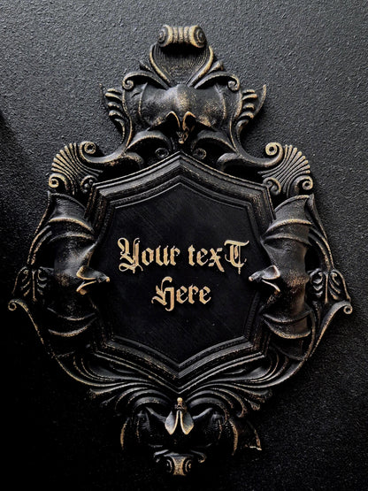 Custom Gothic Wall Plaque, Personalized 3D Printed Dark Home Decor, Victorian Bat Frame, Gothic Name Sign, Goth Gift