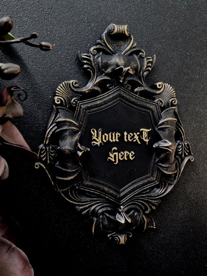 Custom Gothic Wall Plaque, Personalized 3D Printed Dark Home Decor, Victorian Bat Frame, Gothic Name Sign, Goth Gift
