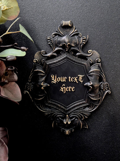 Custom Gothic Wall Plaque, Personalized 3D Printed Dark Home Decor, Victorian Bat Frame, Gothic Name Sign, Goth Gift