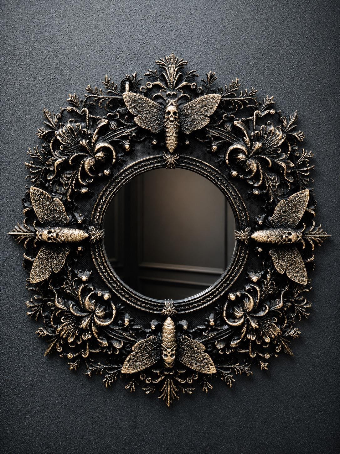 Death Moth Small Ornate Mirror