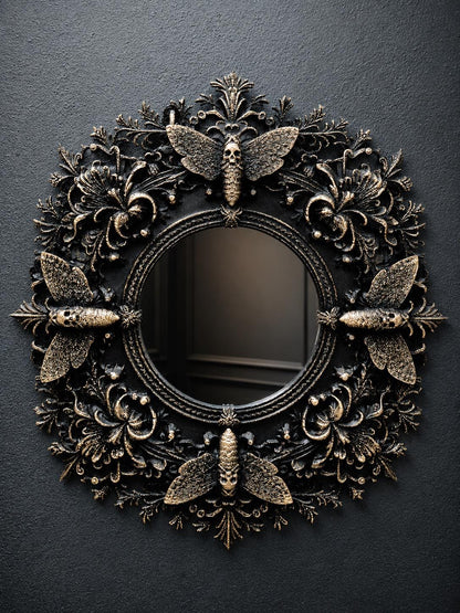 Death Moth Small Ornate Mirror