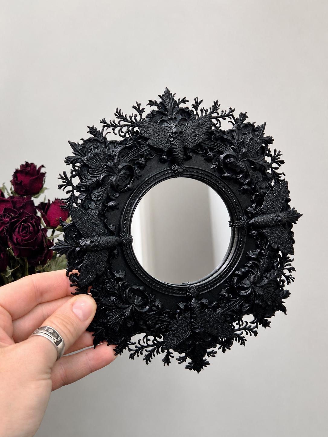 Death Moth Small Ornate Mirror
