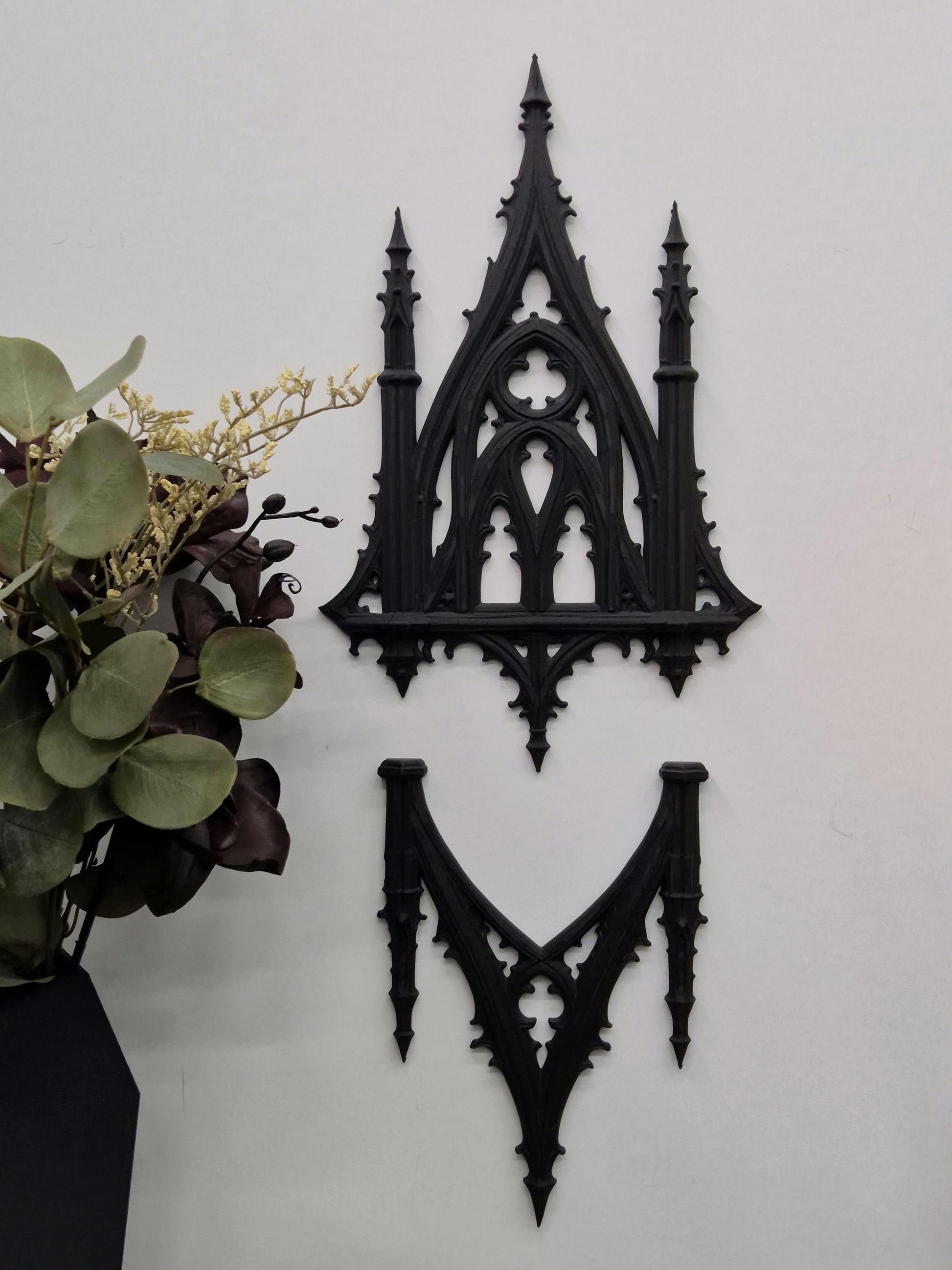 Gothic Cathedral Wall Decor Set, Dark Victorian Gothic Wall Art, Black Gothic Arch Ornament, Medieval Home Decor, Gothic Room Decoration