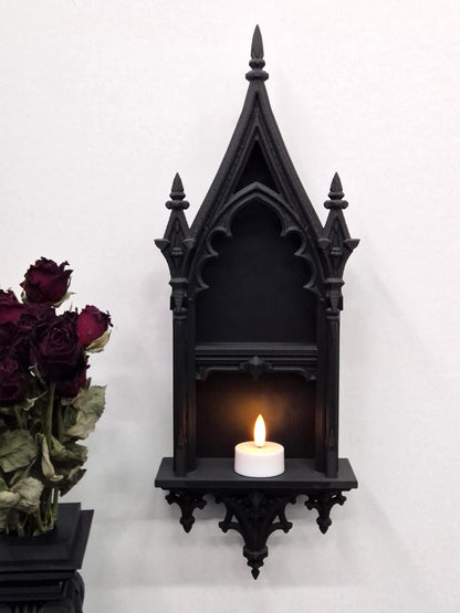 Gothic Cathedral Arch Shelf | 3D-Printed Gothic Wall Decor | Candle Holder & Jewelry Display | Dark Gothic Home, Medieval Gothic Decor