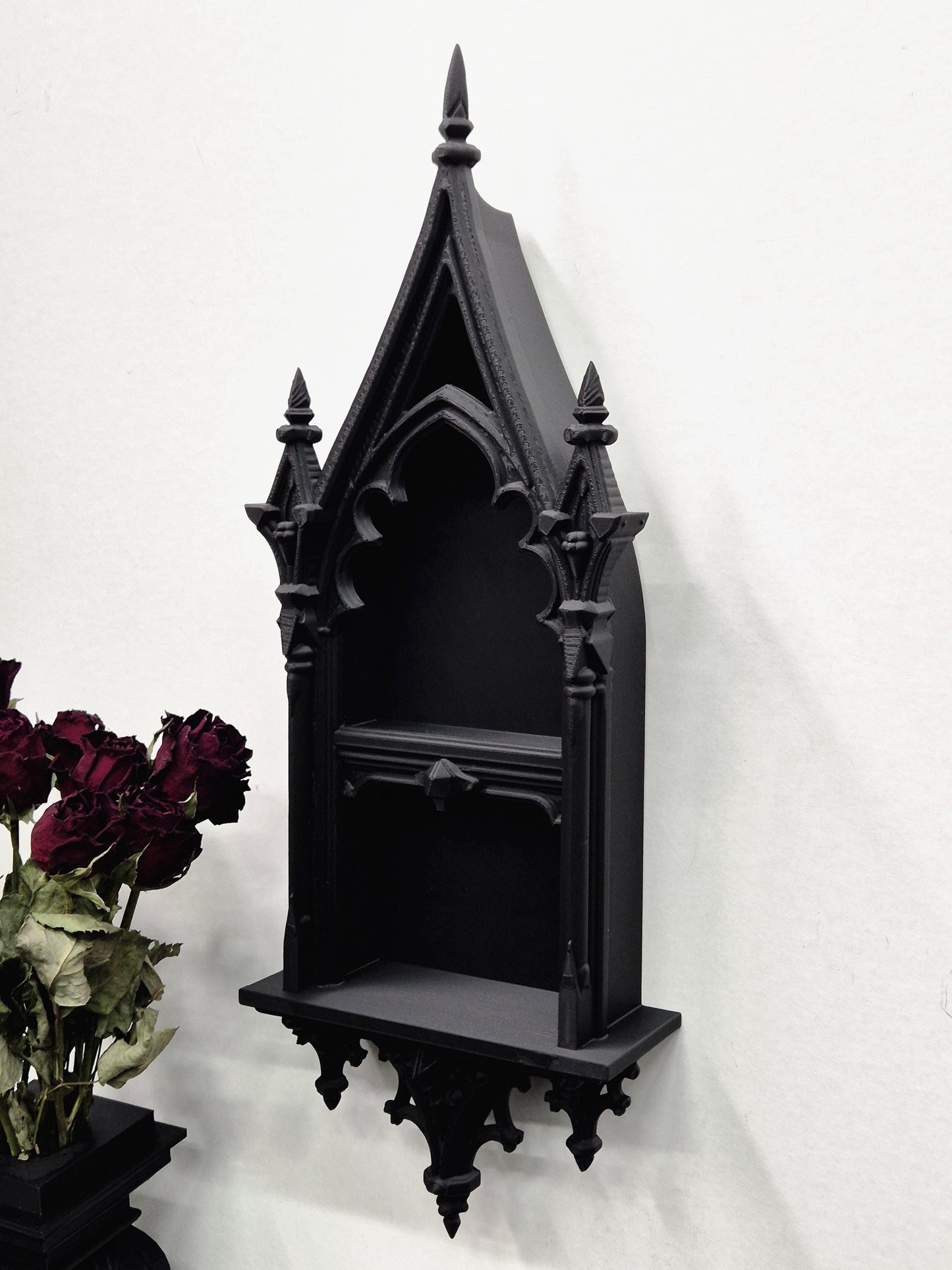Gothic Cathedral Arch Shelf | 3D-Printed Gothic Wall Decor | Candle Holder & Jewelry Display | Dark Gothic Home, Medieval Gothic Decor