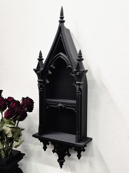 Gothic Cathedral Arch Shelf | 3D-Printed Gothic Wall Decor | Candle Holder & Jewelry Display | Dark Gothic Home, Medieval Gothic Decor