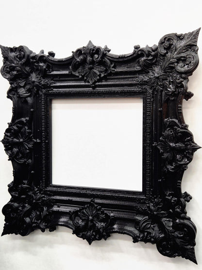 Rococo Picture Frame, Black Baroque Wall Decor, Ornate Victorian Photo Frame, 3D Printed Goth Home Decor | Goth Gift