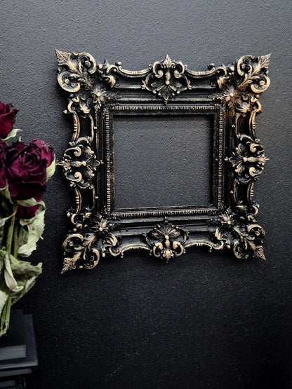 Rococo Picture Frame, Black Baroque Wall Decor, Ornate Victorian Photo Frame, 3D Printed Goth Home Decor | Goth Gift