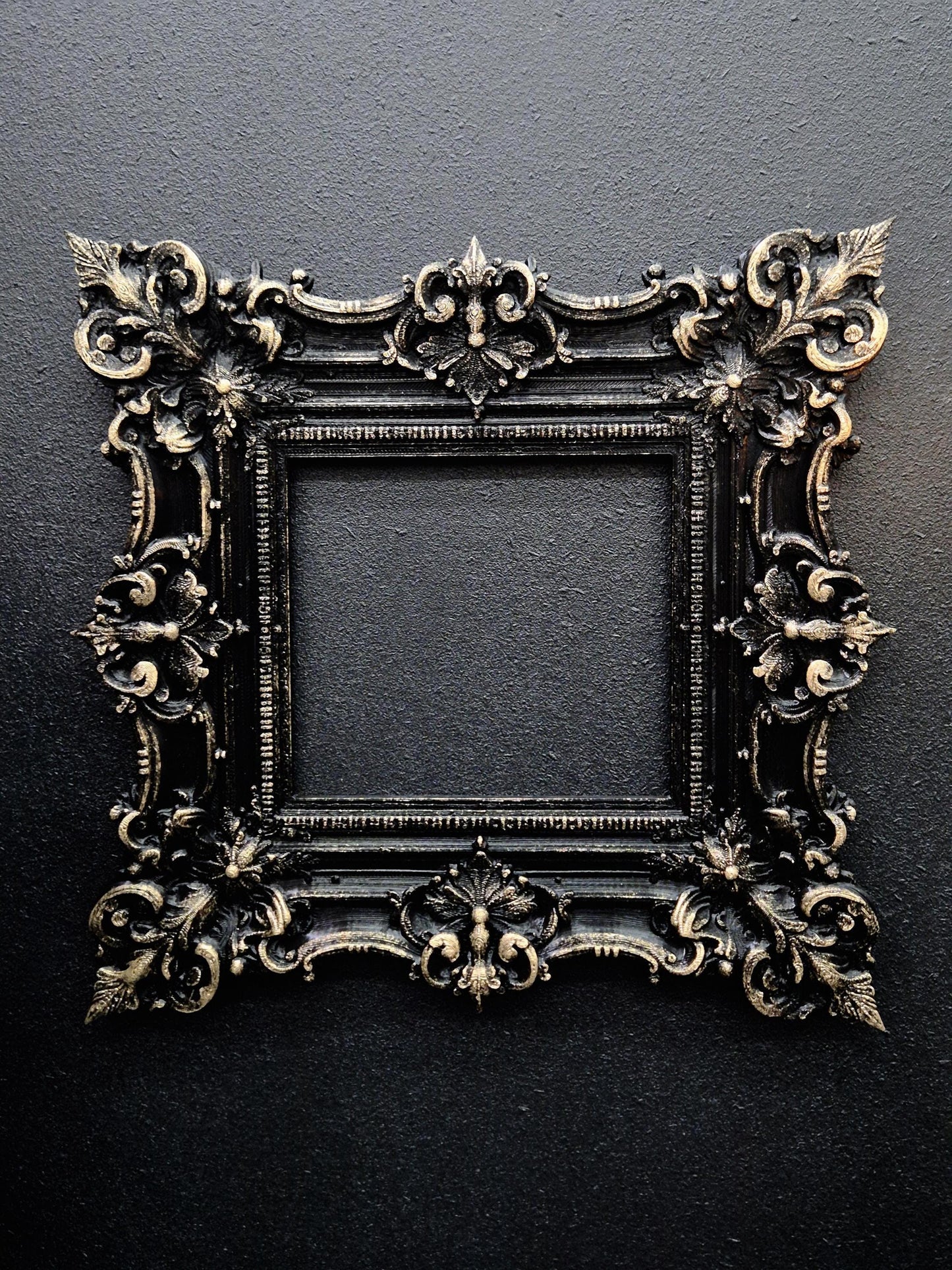 Rococo Picture Frame, Black Baroque Wall Decor, Ornate Victorian Photo Frame, 3D Printed Goth Home Decor | Goth Gift