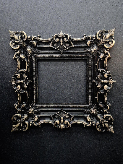 Rococo Picture Frame, Black Baroque Wall Decor, Ornate Victorian Photo Frame, 3D Printed Goth Home Decor | Goth Gift