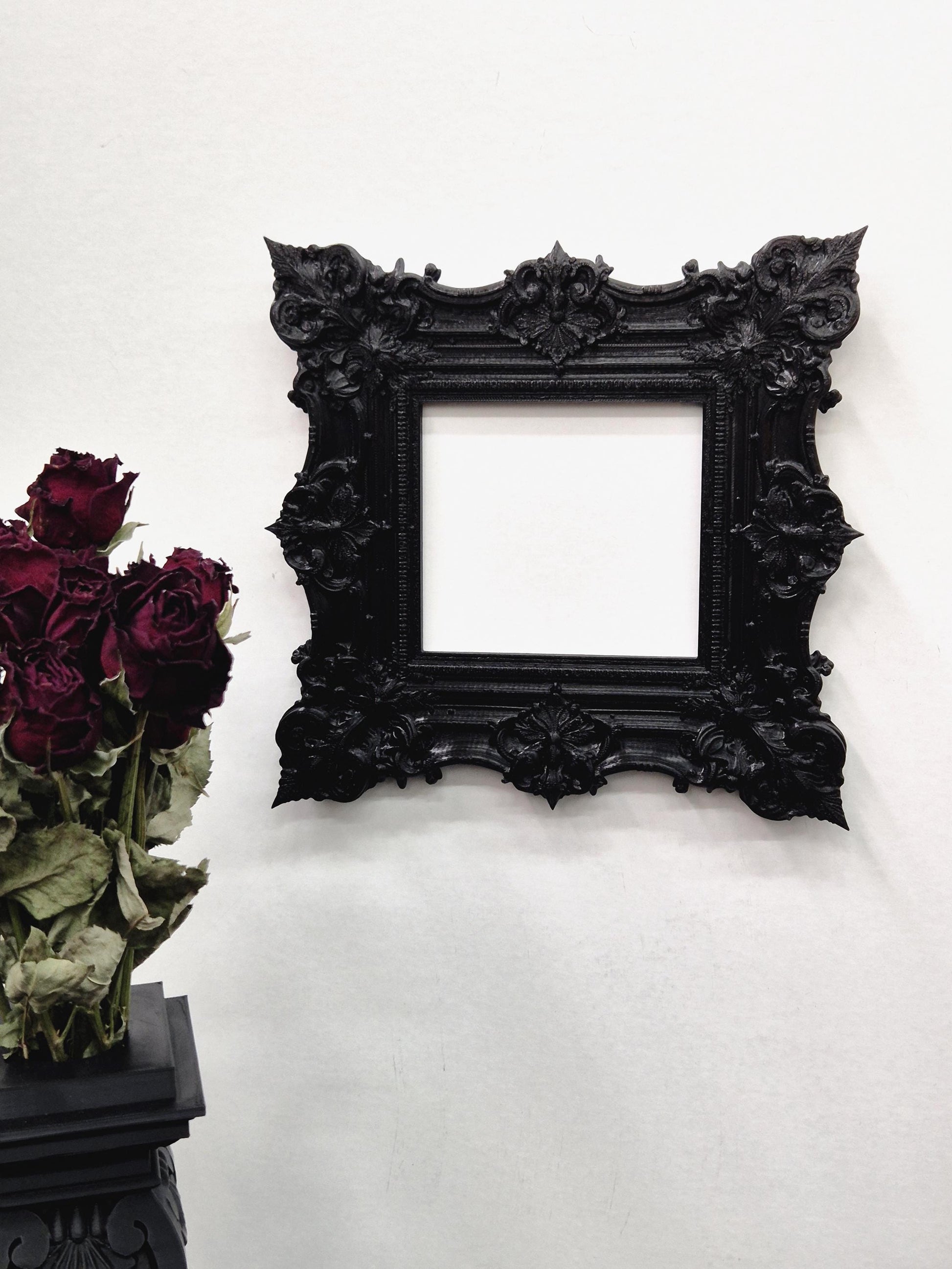 Rococo Picture Frame, Black Baroque Wall Decor, Ornate Victorian Photo Frame, 3D Printed Goth Home Decor | Goth Gift