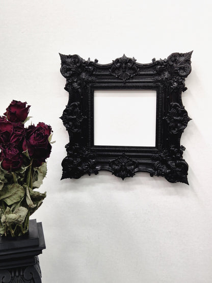 Rococo Picture Frame, Black Baroque Wall Decor, Ornate Victorian Photo Frame, 3D Printed Goth Home Decor | Goth Gift