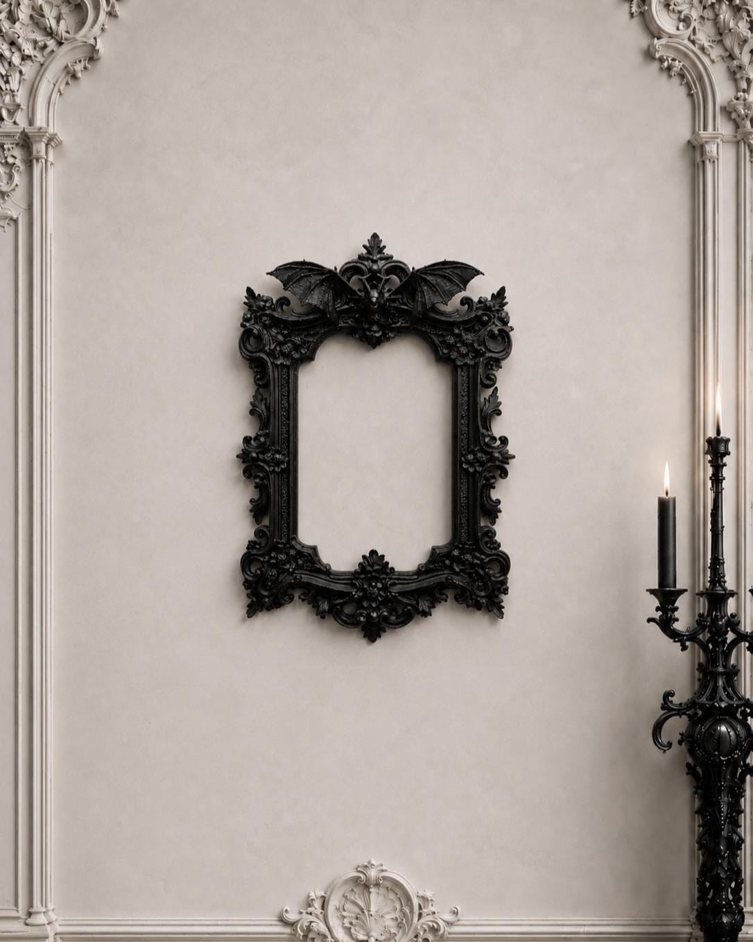 Gothic Victorian Vampire Bat Frame | Macabre Wall Decor | Baroque Picture Frame | Dark Home Gallery | Goth Gift | 3D Printed