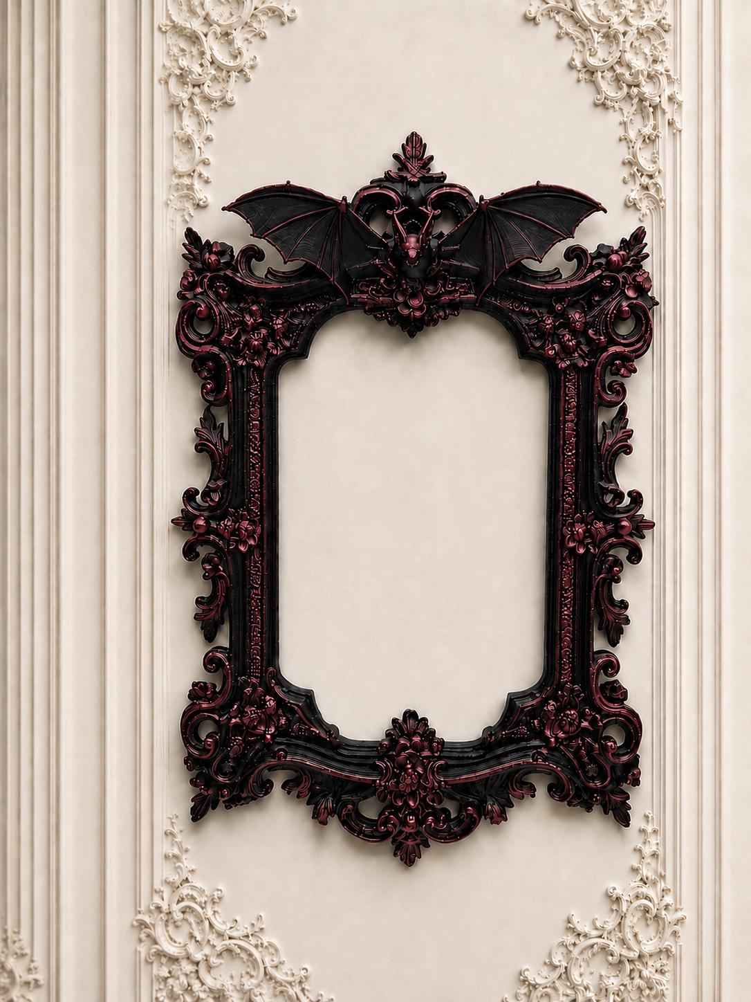 Gothic Victorian Vampire Bat Frame | Macabre Wall Decor | Baroque Picture Frame | Dark Home Gallery | Goth Gift | 3D Printed