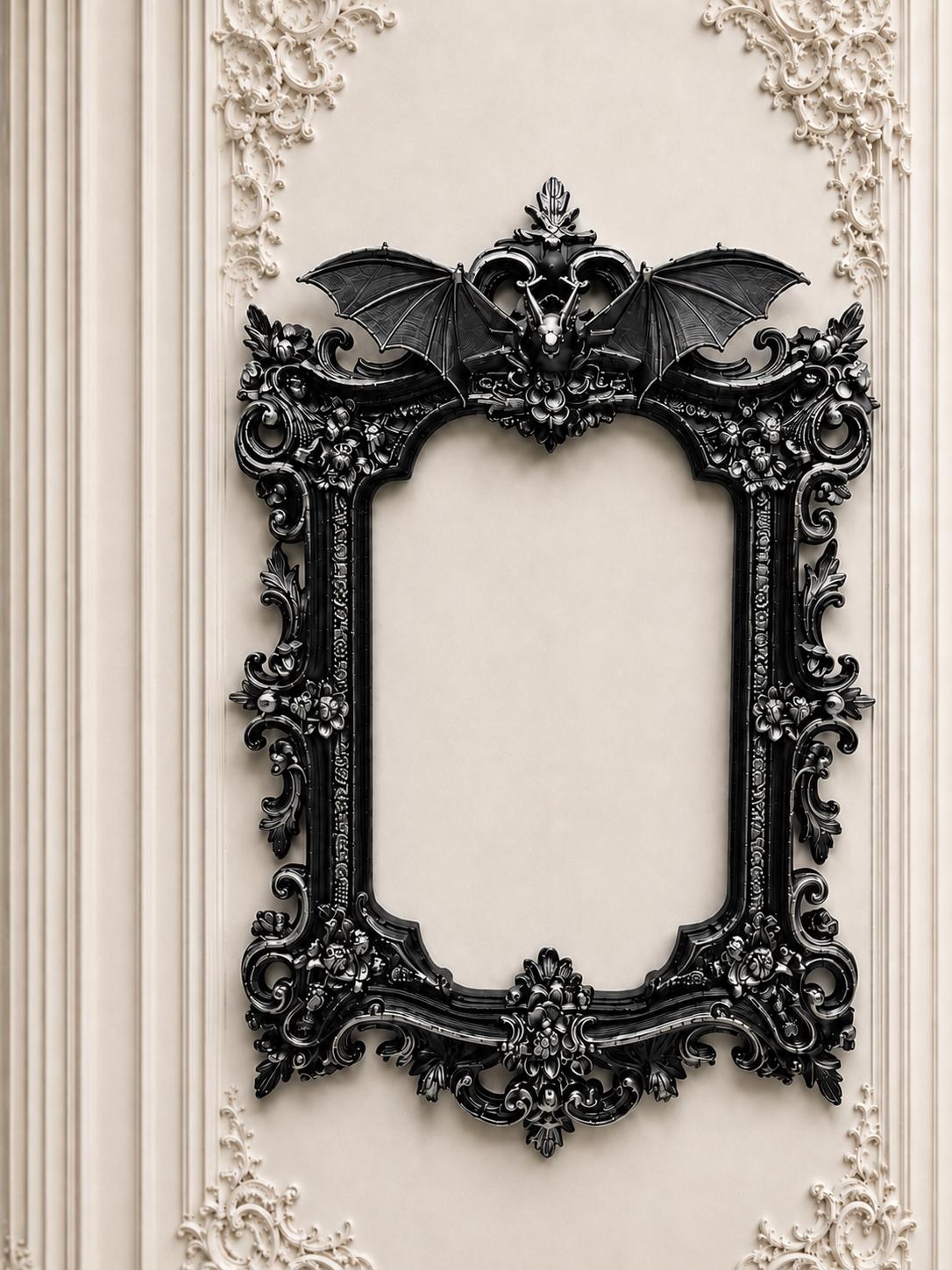 Gothic Victorian Vampire Bat Frame | Macabre Wall Decor | Baroque Picture Frame | Dark Home Gallery | Goth Gift | 3D Printed