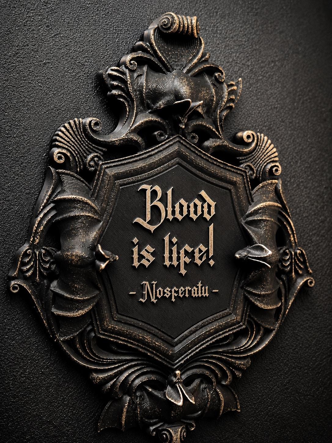 Gothic Wall Nosferatu Plaque | Goth Vampire Bat Art | Victorian Gothic Home Decor | 3D Printed Gothic Wall Sign | Dark Gothic Gallery Wall