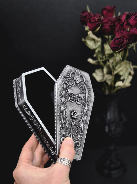 Gothic Coffin Jewelry Box, 3D Printed Butterfly Trinket Box, Moth Coffin Decor, Victorian Gothic Storage Box, Witchy Home Decor