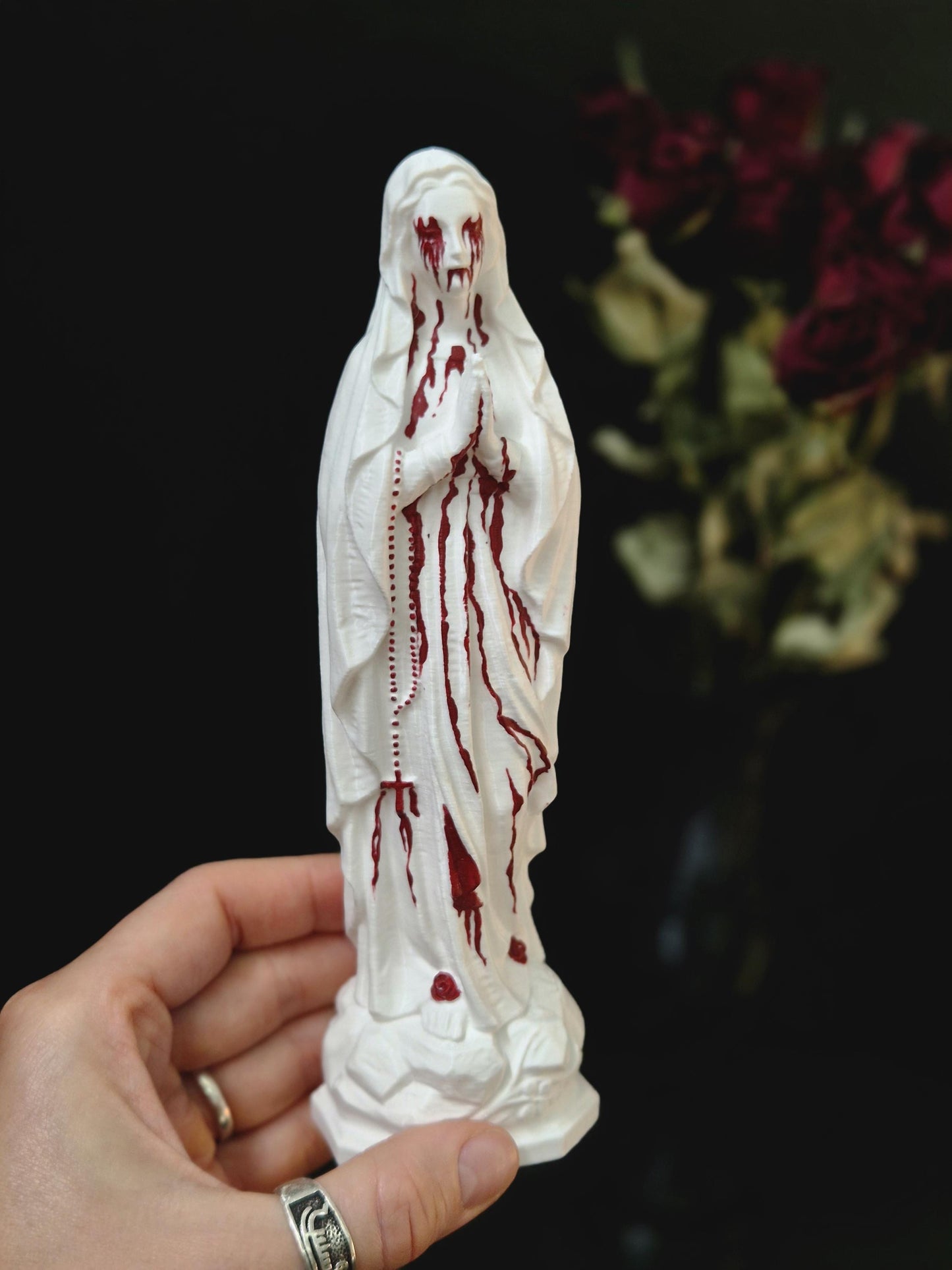 Bloody Mary Bust Statue, Gothic Virgin Mary Statue, Corpse Paint Madonna Figurine, Occult Decor, Black Metal Altar, Horror Goth Gift