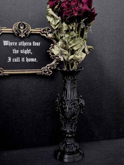 Gothic Baroque Vase – 3D Printed Victorian Vase for Dried Flowers, Gothic Home Decor, Dark Romantic Shelf Decor, Gothic Gift