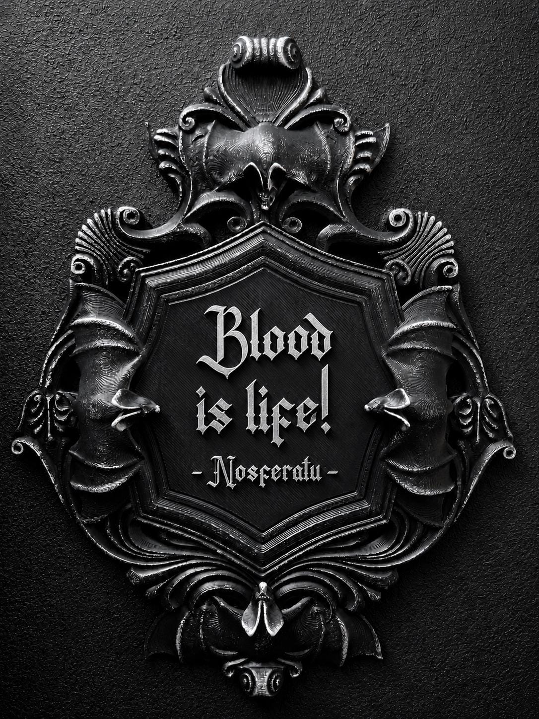Gothic Wall Nosferatu Plaque | Goth Vampire Bat Art | Victorian Gothic Home Decor | 3D Printed Gothic Wall Sign | Dark Gothic Gallery Wall
