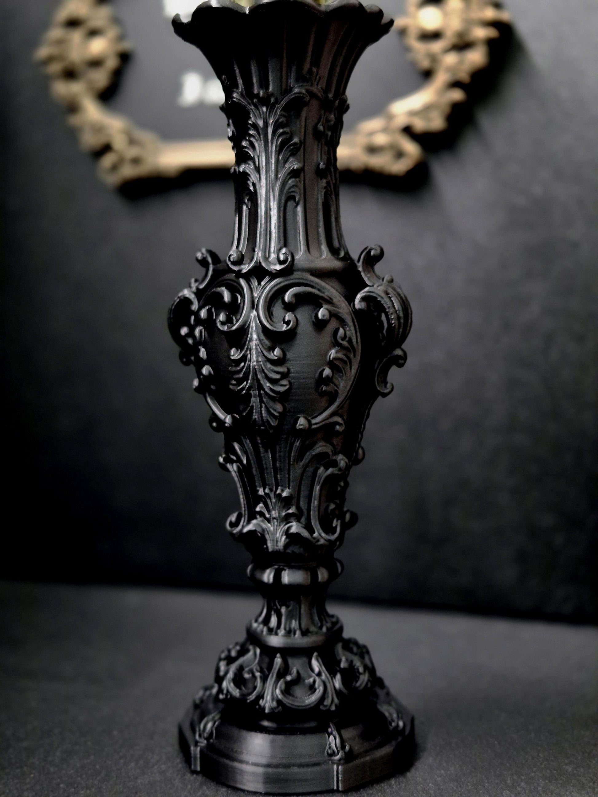 Gothic Baroque Vase – 3D Printed Victorian Vase for Dried Flowers, Gothic Home Decor, Dark Romantic Shelf Decor, Gothic Gift
