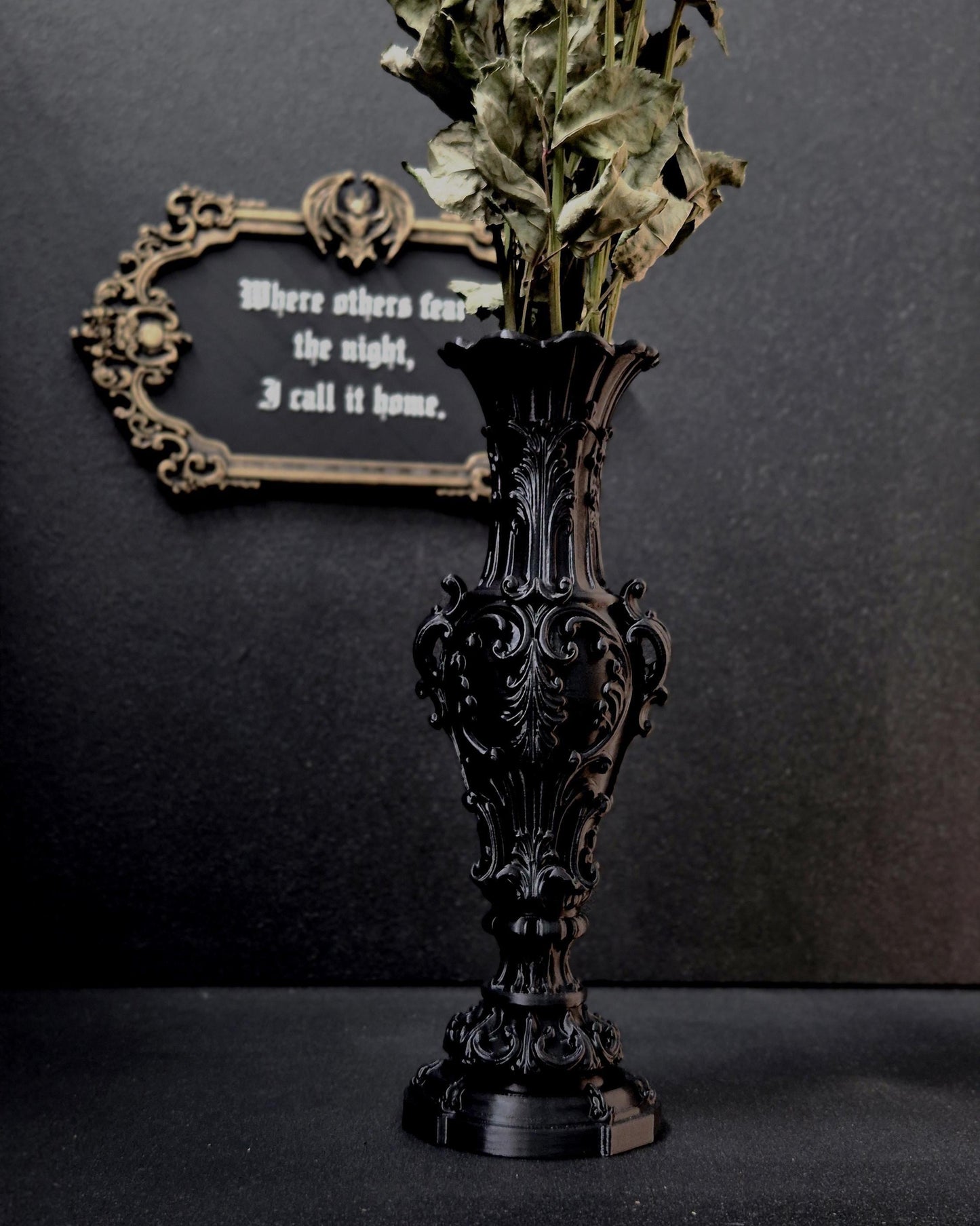 Gothic Baroque Vase – 3D Printed Victorian Vase for Dried Flowers, Gothic Home Decor, Dark Romantic Shelf Decor, Gothic Gift