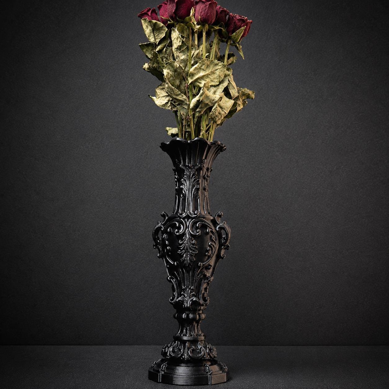 Gothic Baroque Vase – 3D Printed Victorian Vase for Dried Flowers, Gothic Home Decor, Dark Romantic Shelf Decor, Gothic Gift