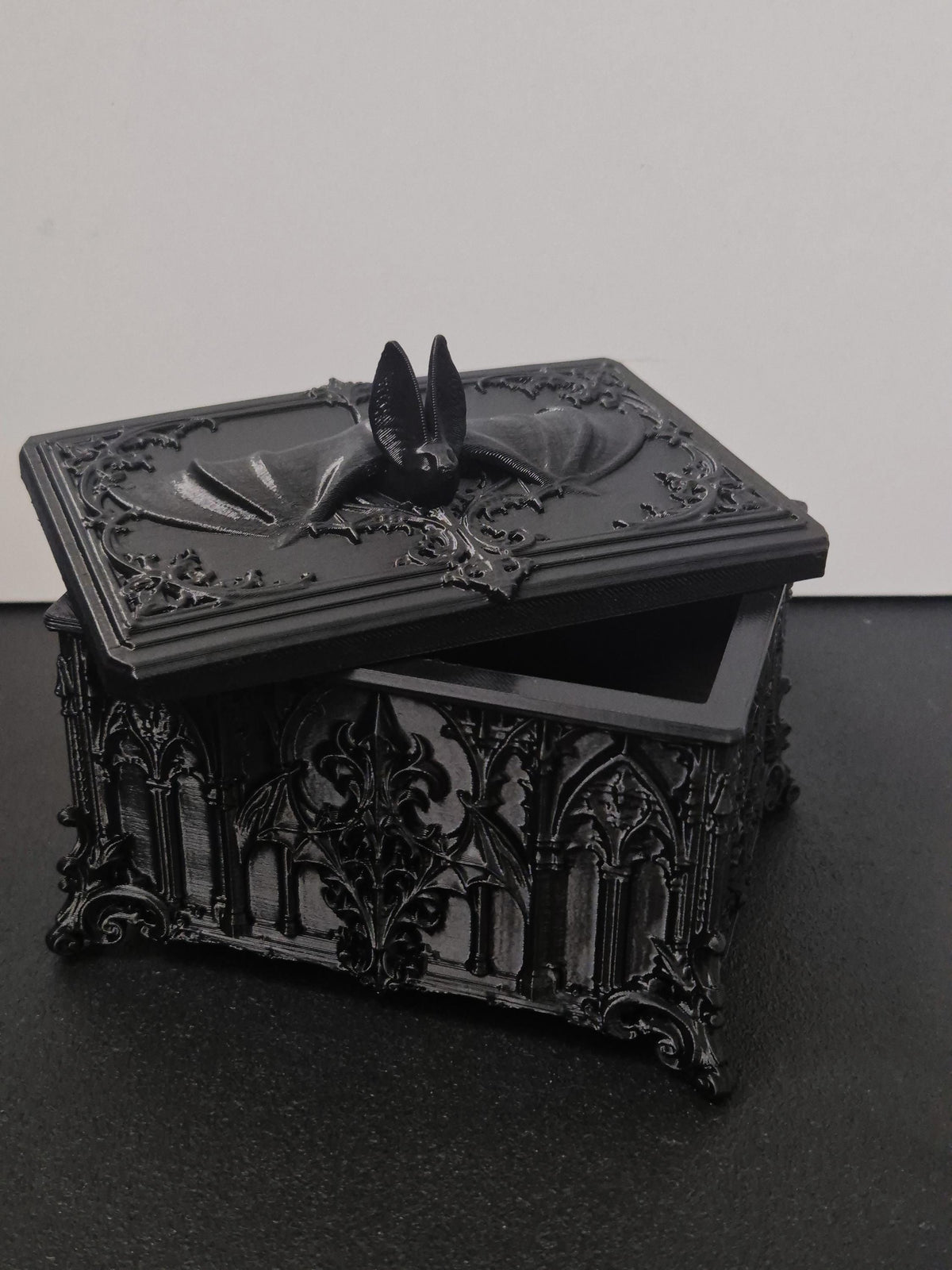 Gothic Bat Box, 3D Printed Vampire Trinket Box, Black Coffin Style Jewelry Box, Dark Academia Decor, Goth Gift