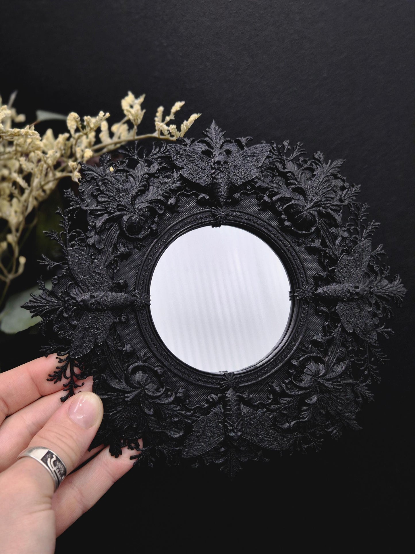 Death Moth Small Ornate Mirror