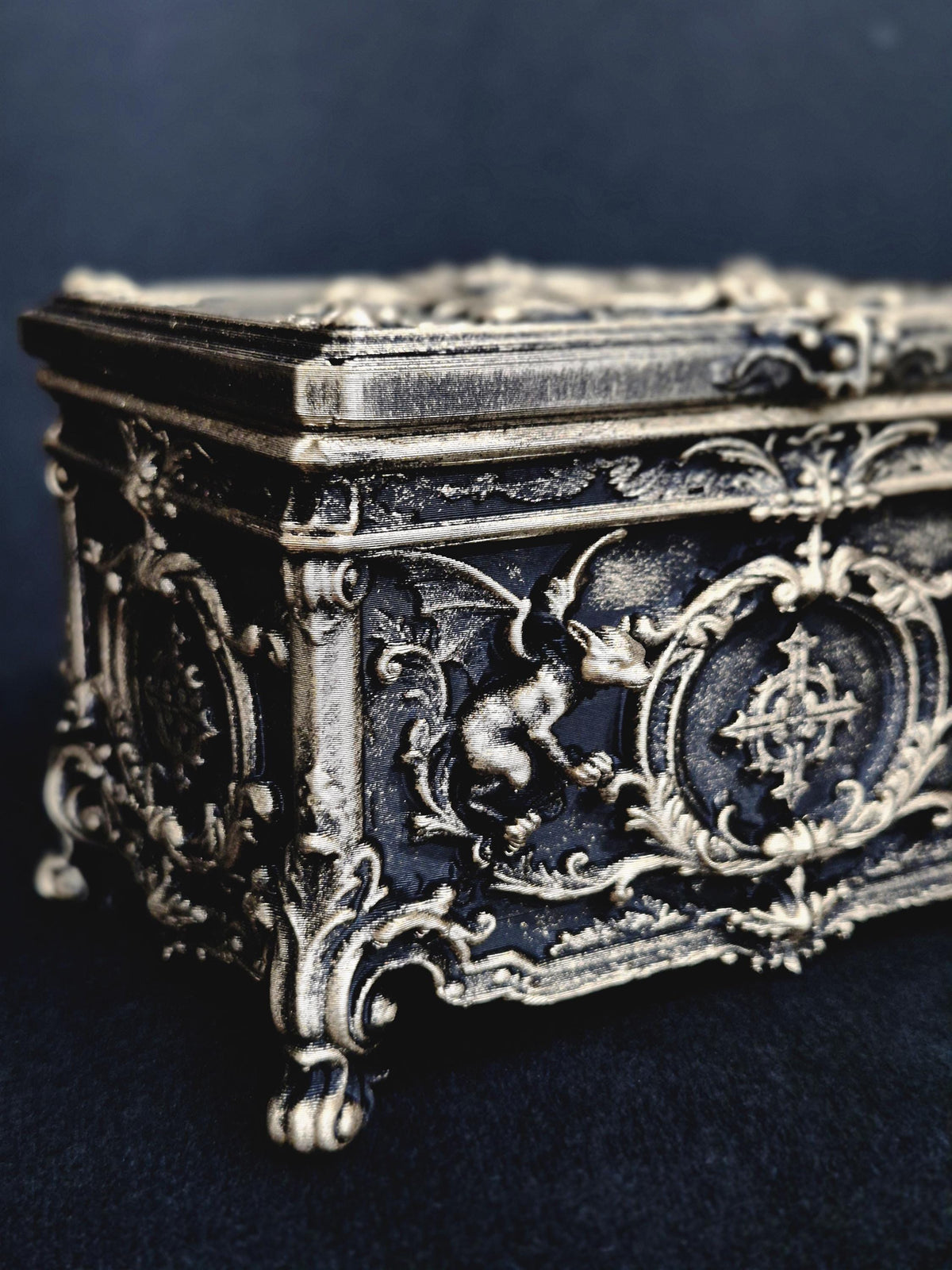 Gargoyle Jewelry Box, Gothic Casket, Baroque Trinket Box, Rococo Keepsake Box, 3D Printed Gothic Decor, Dark Romantic Gift